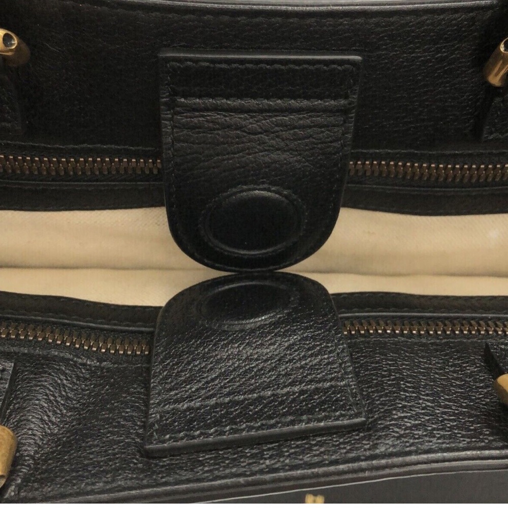 🆕💯% Auth Gucci Leather Bag Black and Gold Leather Bag with Strap 🐝 - Picture 14 of 15